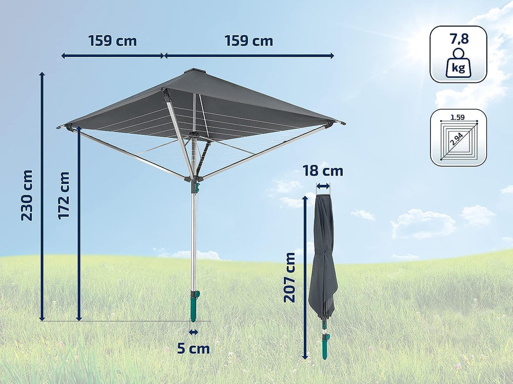 Leifheit Rotary Dryer LinoProtect 400, Aluminium - Rustproof, Grey, 40 m Line...