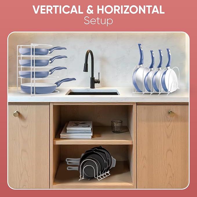 Heavy-Duty Pots and Pans Organizer | 5-Tier Cookware & Lid Storage Rack | - Image 7