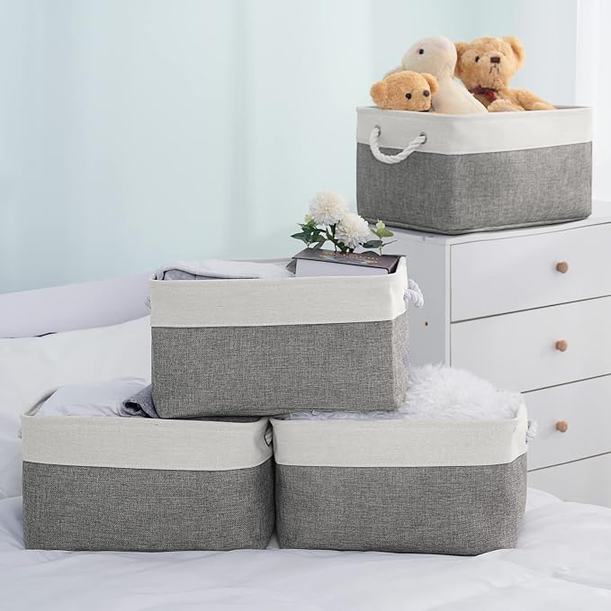 Storage Basket 16x12x8 inch Fabric Sturdy Canvas Storage Bins Organizer - Image 9