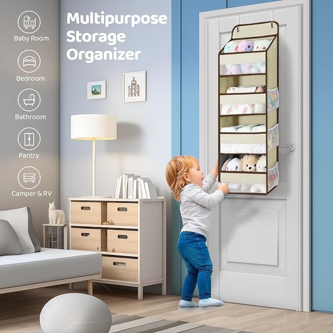 Yecaye 2 Pack 4 Tier Over the Door Organizer, Foldable Portable Baby Essentials - Image 6