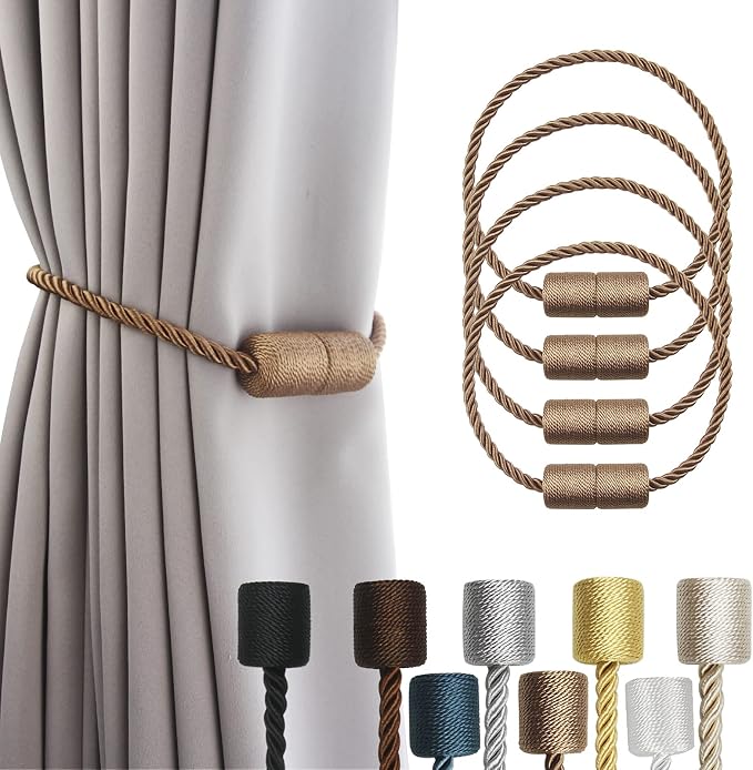 4 Pack Strong Magnetic Curtain Tiebacks Outdoor Elegant Decorative Tie Backs by CurtainTiebacks