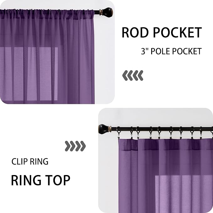 Tollpiz Sheer Door Curtains Closet Linen Textured Curtains Sheer Doorway Light - Image 5
