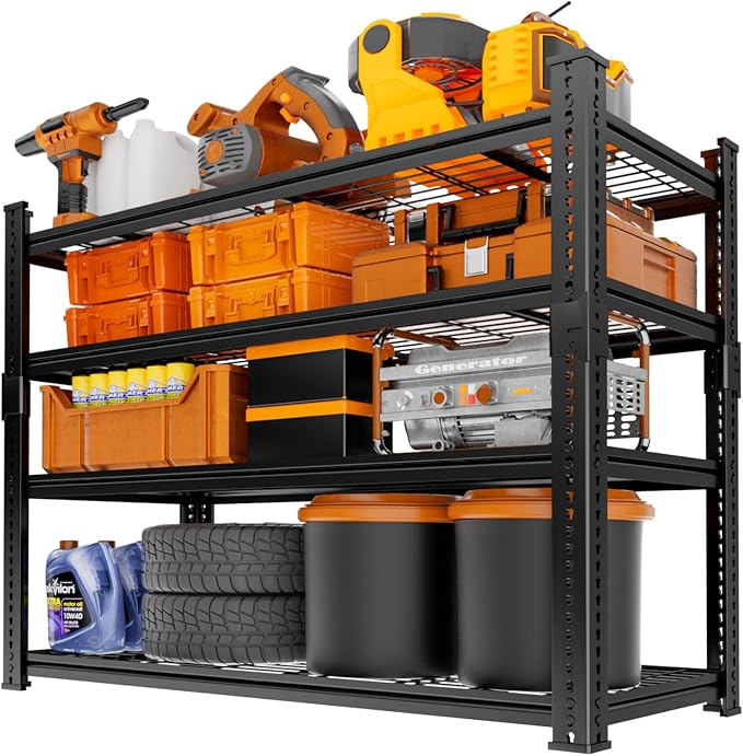 Storage Shelves Heavy Duty 2 PCS, 4-tier Adjustable Metal Industrial Utility - Image 7