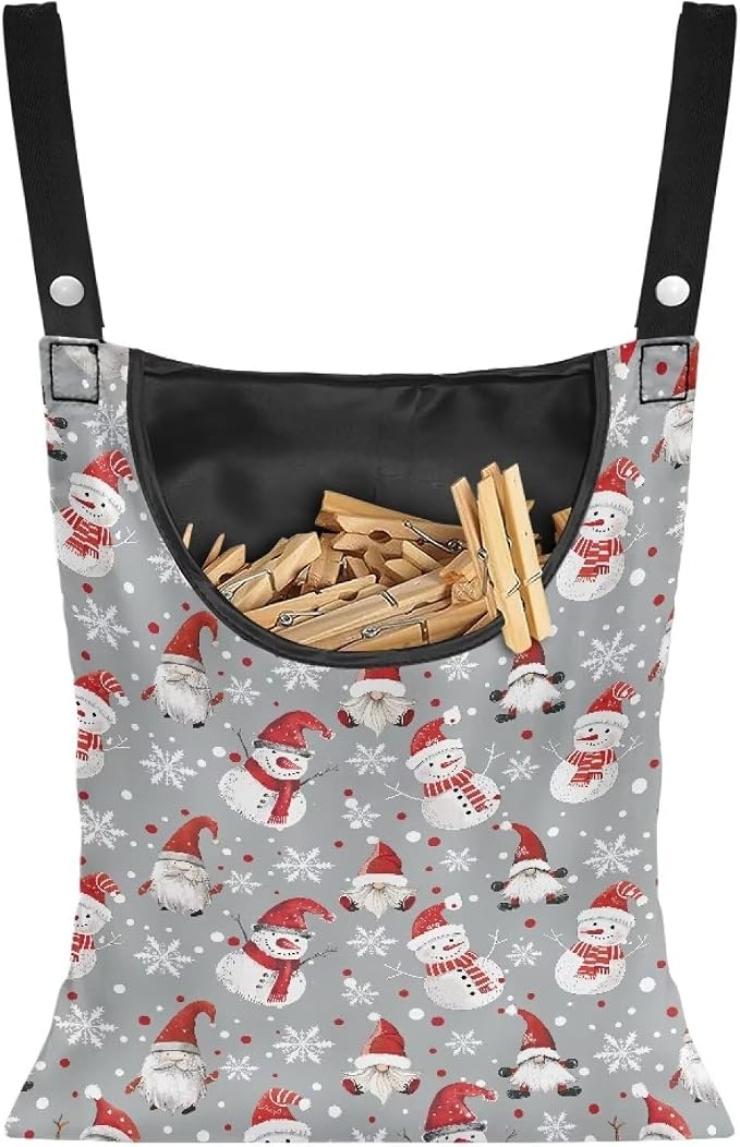 Cute Snowman Large Capacity 14.5 x 12 Inch Clothespin Bag by CREAMIC