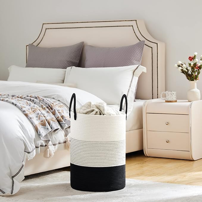 VIPOSCO Large Laundry Hamper, Tall Woven Rope Storage Basket - Image 4
