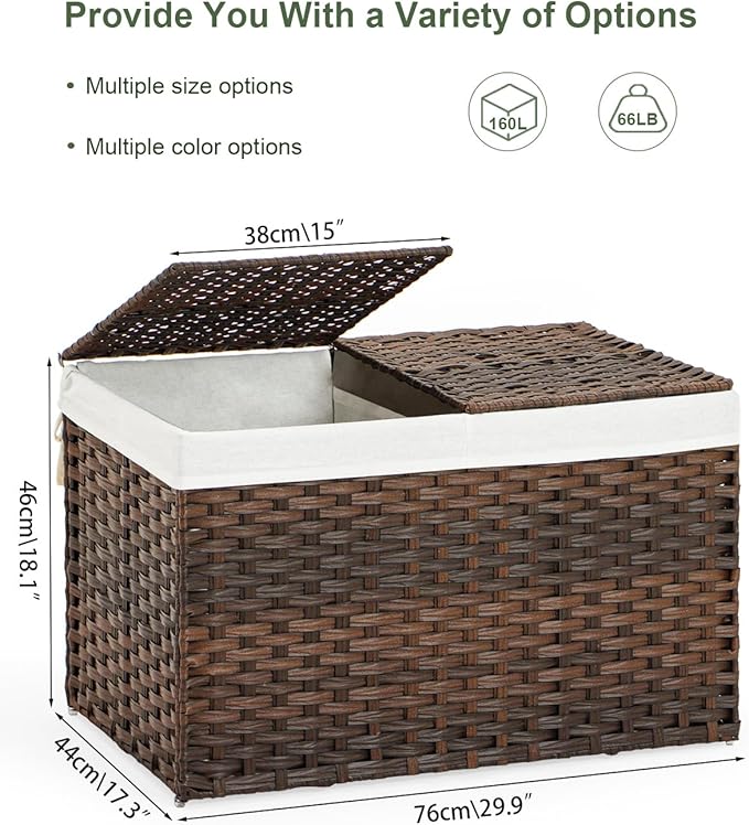 Storage Basket with Lid Wicker Baskets - Image 4