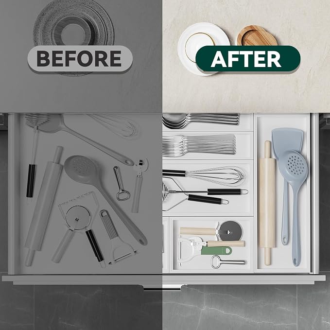 Bamboo Drawer Organizer, Narrow Silverware Organizer - Image 6