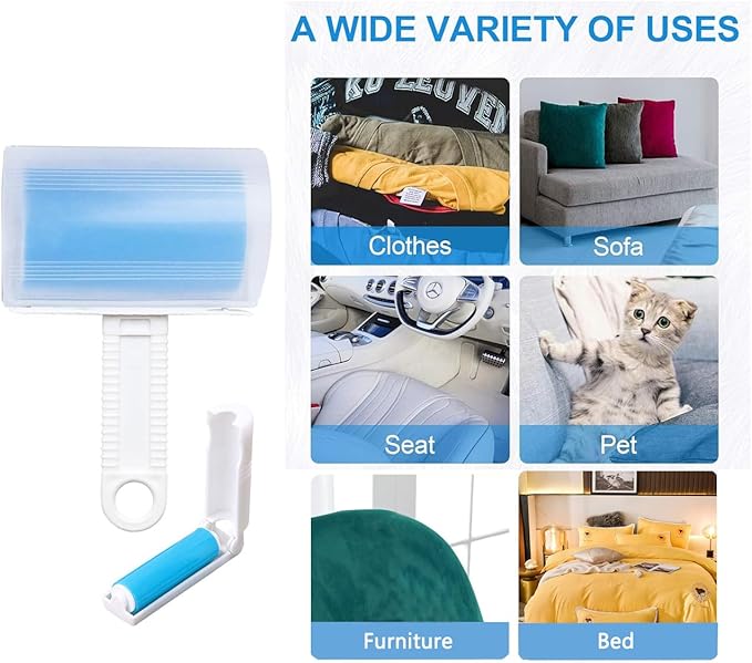 Reusable Portable Lint Roller 2 Pack, Washable Sticky Lint Roller Travel Pet - Image 4