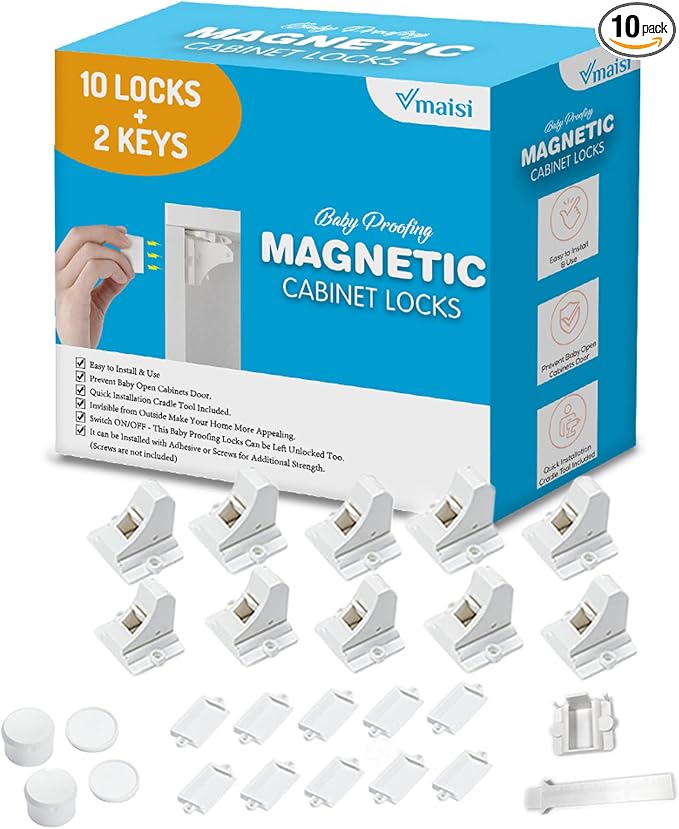 Vmaisi Adhesive Magnetic Locks for Cabinets & Drawers by vmaisi