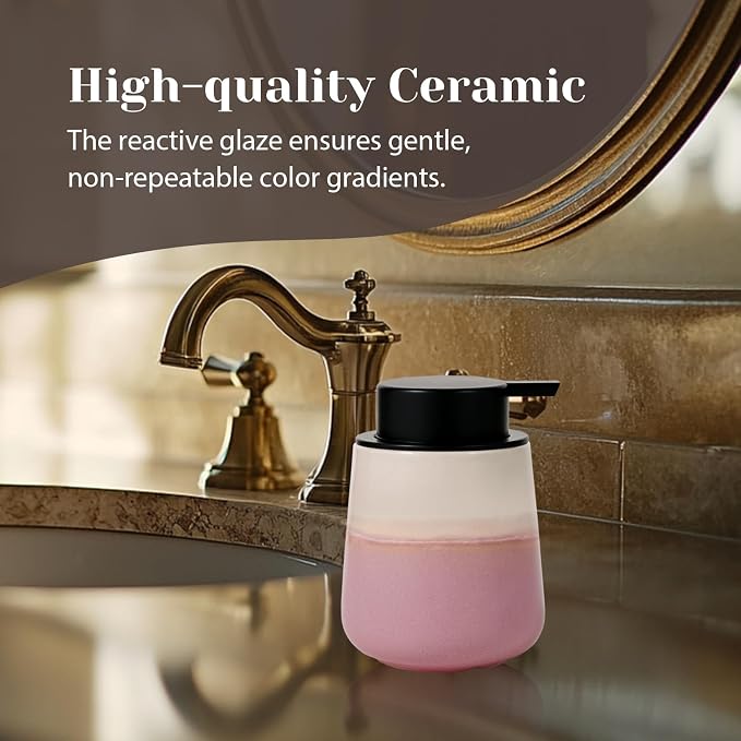 INGOFIN Ceramic Hand Soap Dispenser - 12 oz Liquid Lotion Dispenser Bathroom - Image 6