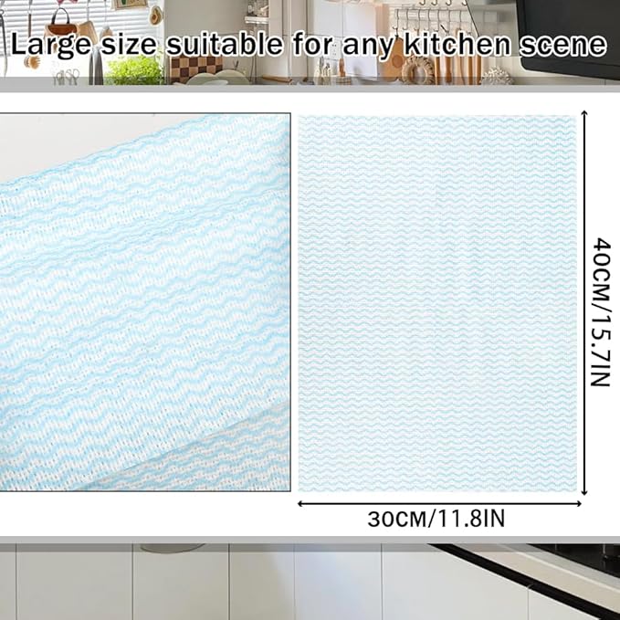 100 Count Disposable Cleaning Towels and Dish Cloths, Super Absorbent Dishcloths - Image 2