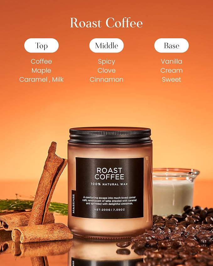 M&SENSE Coffee Candles Scented Strong, Organic Natural Soy Wax - Image 2
