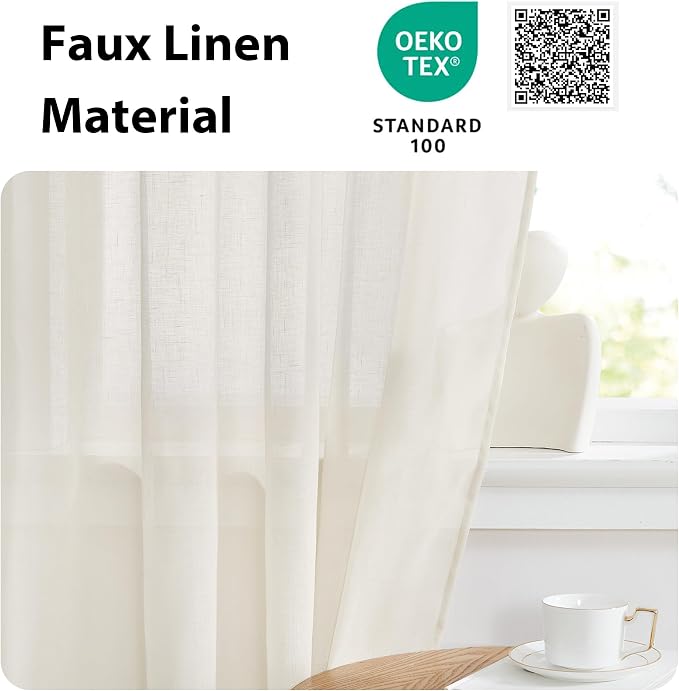NICETOWN Side Light Door Curtains 40 inch Length Privacy Linen Texture Semi - Image 5