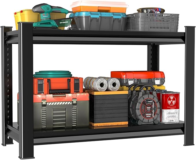 40" W 2-Tier Garage Shelving Heavy Duty, 1000LBS Loads Garage Storage Shelves by Rufokisa