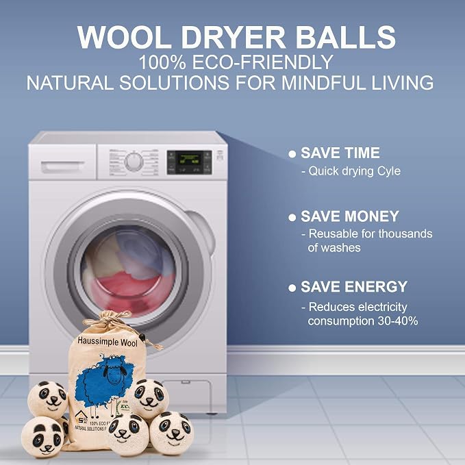 Wool Dryer Balls Organic Felt 6 Pack Laundry Fabric Softener, Extra Large - Image 6