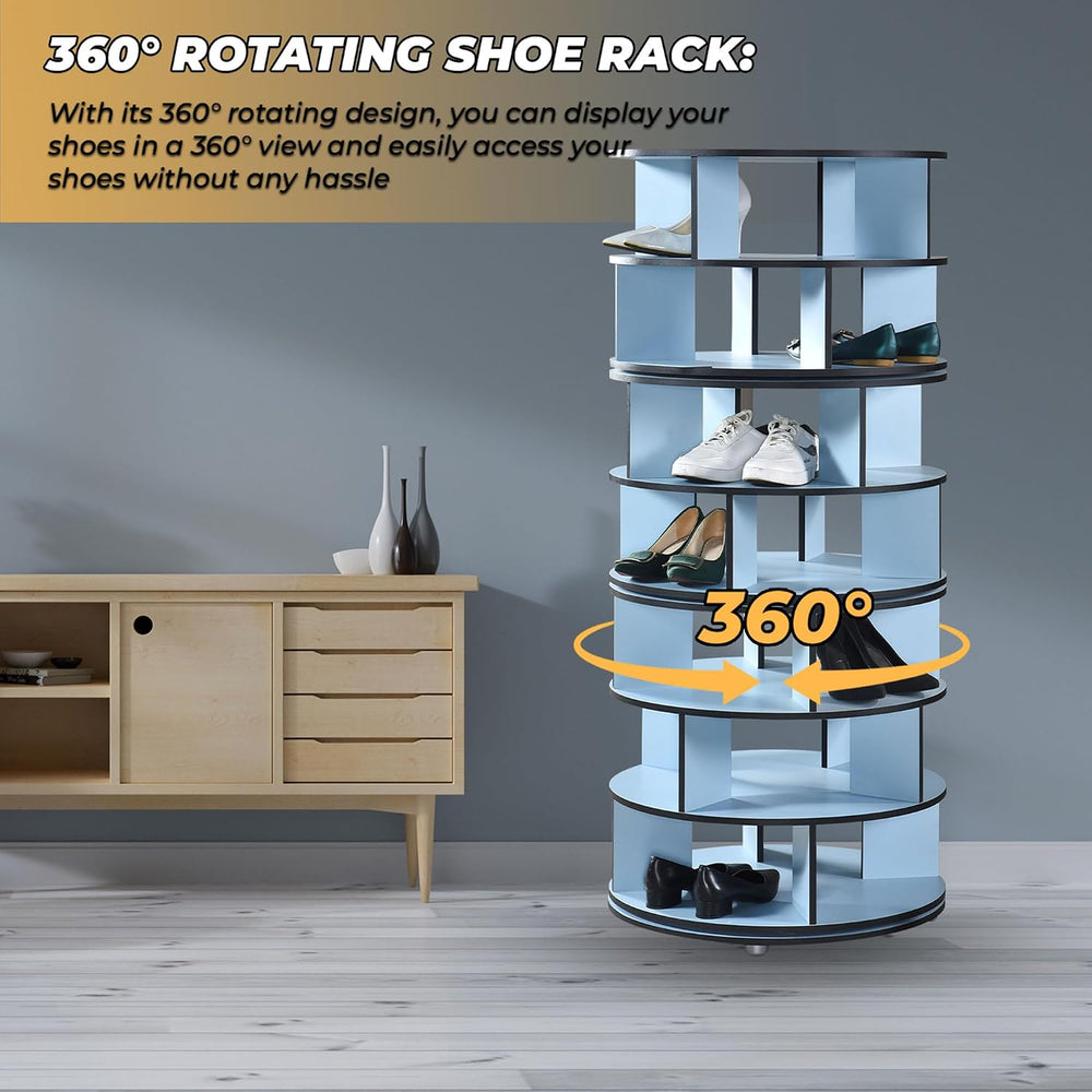 Kings Brand Furniture - 7-Tier Rotating Shoe Rack, 360° Revolving Lazy Susan ...