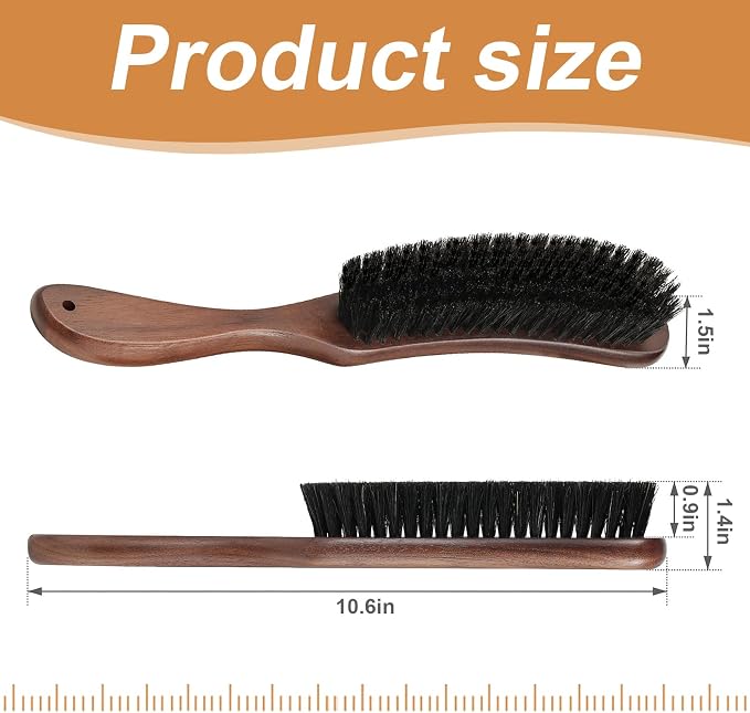 Wood Felt Brush, Large Black Walnut Wood Handle Boar Bristle Lint Brush - Image 6