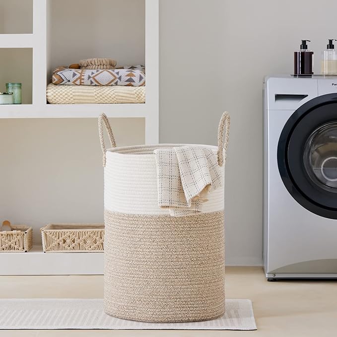 VIPOSCO Large Laundry Hamper, Tall Woven Rope Storage Basket - Image 7