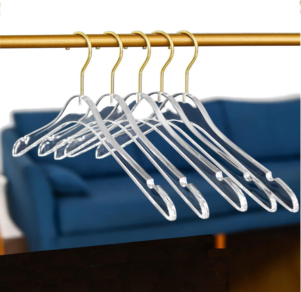 Besser 15 Pack Acrylic Hangers with Gold,Acrylic Clear Hanger,Premium Crystal...
