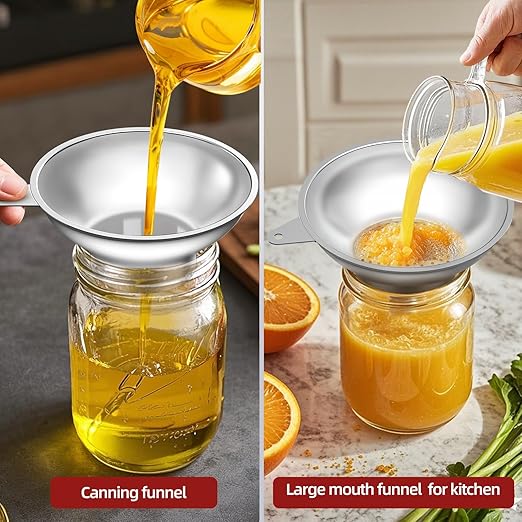 Standard Mason Jar Funnel with Strainer, Large Metal Funnel - Image 5