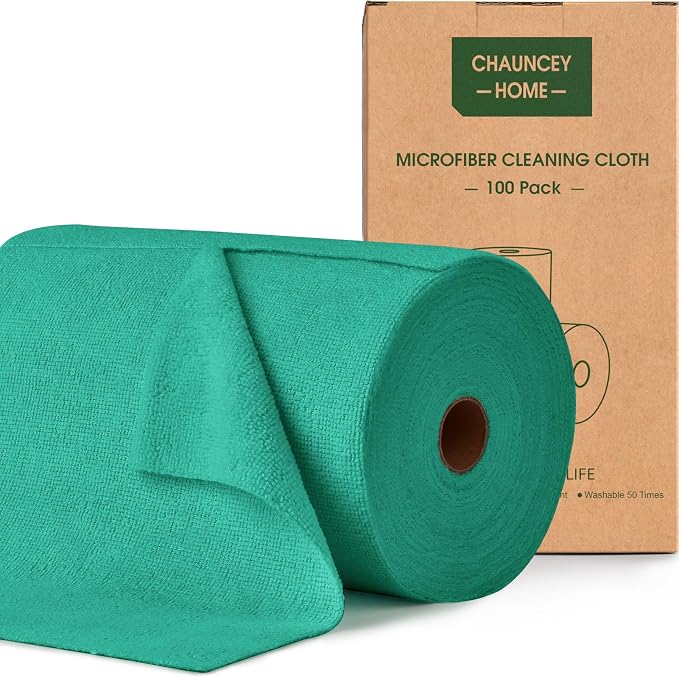 Roll of Microfiber Cleaning Cloth –100 Pack, Tear Away Microfiber Towels by CHAUNCEYHOME