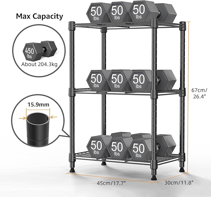 450 lbs Steel Storage Shelving 3-Tier Utility Shelving Unit Steel Organizer - Image 3
