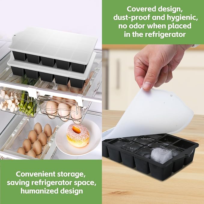 Silicone Ice Cube Tray, 2 Pack Easy-Release Stackable Ice Trays - Image 5