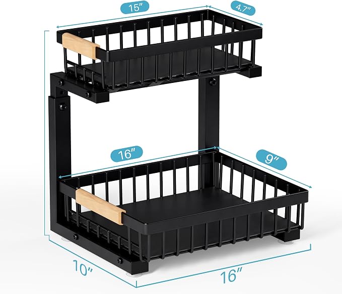 1 Packs 2 Tier Under Sink Organizers, Sliding Pull Out Cabinet Organizer - Image 8
