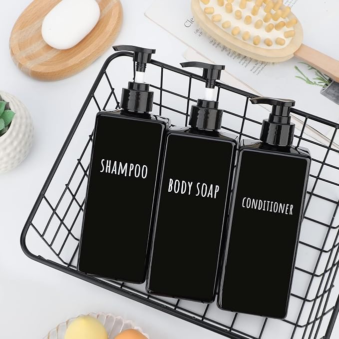 Segbeauty Plastic Square Soap Dispenser Black, 500ml Empty Reusable Pump Bottle - Image 7
