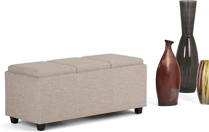 SIMPLIHOME Avalon 42 inch Wide Contemporary Rectangle Storage Ottoman in - Image 11