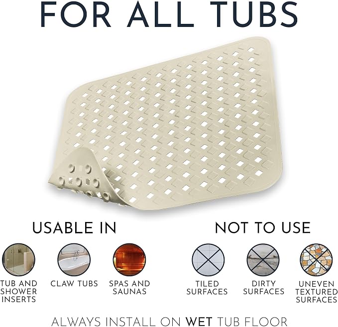 Homerella Anti Slip Shower Mat | Anti Mold Non Slip Bathtub Mat - Image 2