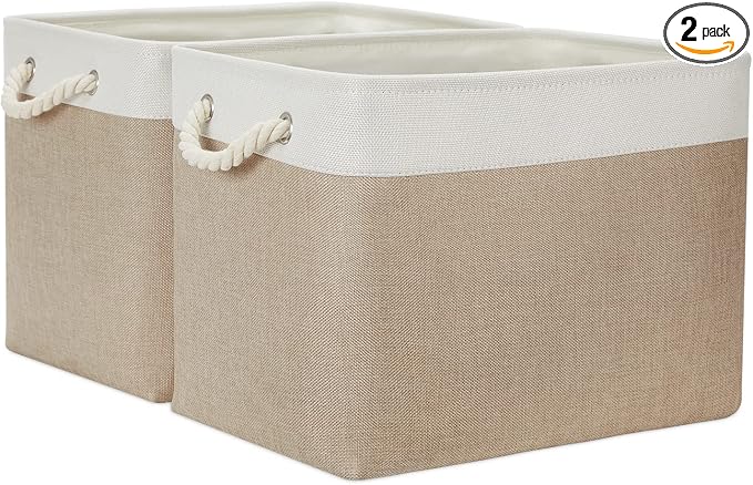 Temary Fabric Storage Baskets 2 Pack Decorative Storage Bins Basket by TEMARY