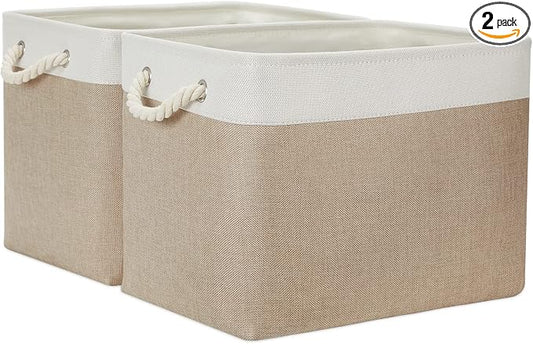 Temary Fabric Storage Baskets 2 Pack Decorative Storage Bins Basket by TEMARY