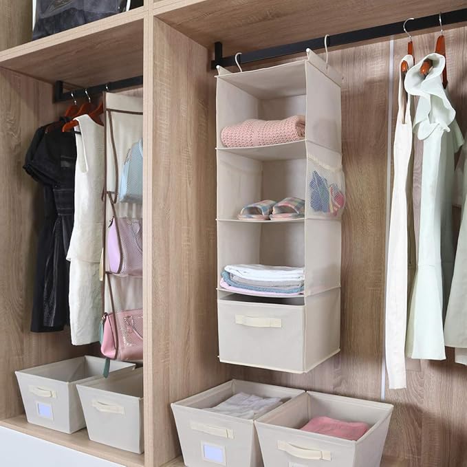 MAX Houser 4-Shelf Hanging Closet Organizer, Space Saver, Cloth Hanging Shelves - Image 2
