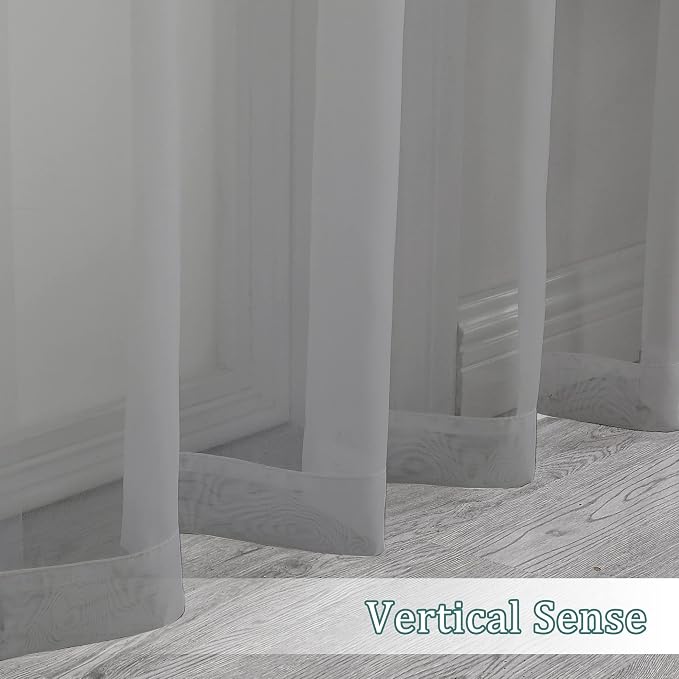 Chyhomenyc Sheer Window Curtain Panels 144 Inches Length 2 Pack, Long Elegant - Image 6