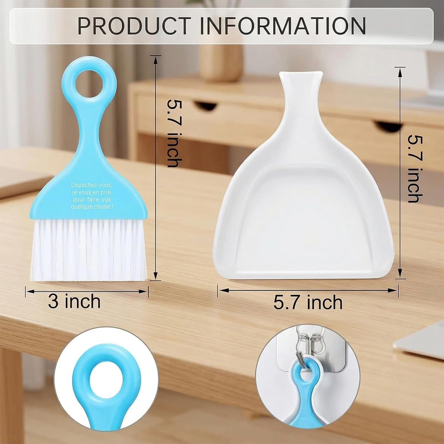 3 Pcs Mini Broom and Dustpan Set, Small Handheld Dust Pan with Brush, Portable Cleaning Tools for Car Desk Keyboard Countertop Table Crumbs Sweeping