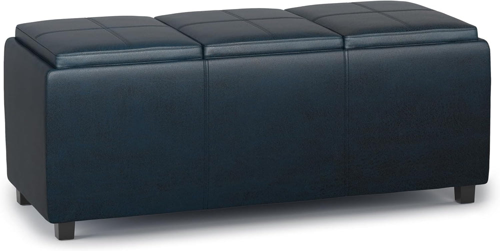 SIMPLIHOME Avalon 42 inch Wide Contemporary Rectangle Storage Ottoman in