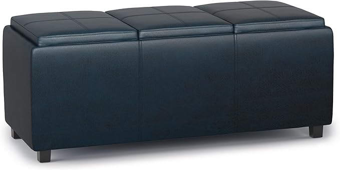 SIMPLIHOME Avalon 42 inch Wide Contemporary Rectangle Storage Ottoman in by SimpliHome