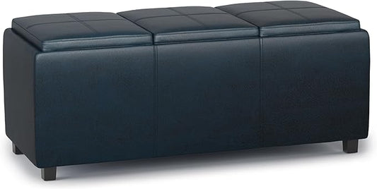 SIMPLIHOME Avalon 42 inch Wide Contemporary Rectangle Storage Ottoman in by SimpliHome