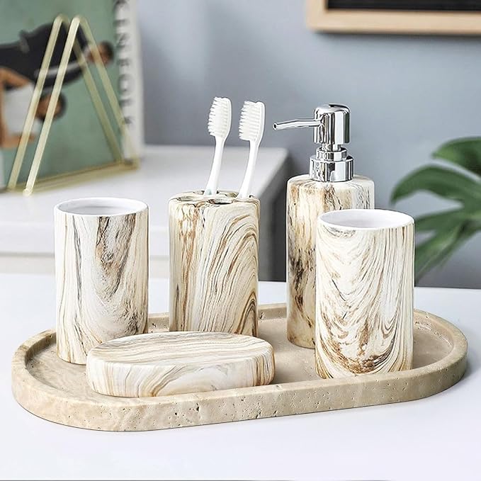 Natural Marble Tray, Oval Vanity Decorative Tray - Image 6