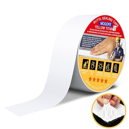 RV Roof Sealant Tape White, 1.5 Inch x 50 Feet RV Repair Roof Sealer Seal Tape by MOGOFE
