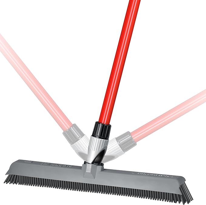 2-in-1 Silicone Rubber Broom Carpet Rake and Squeegee by Ravmag