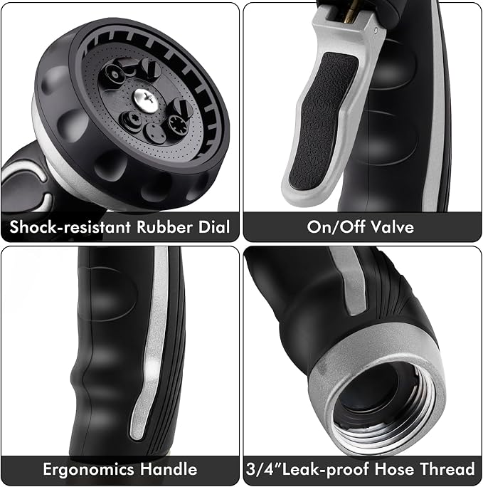 RESTMO Hose Nozzle with Easy Self-Lock Trigger, Heavy Duty Metal Water Hose - Image 7