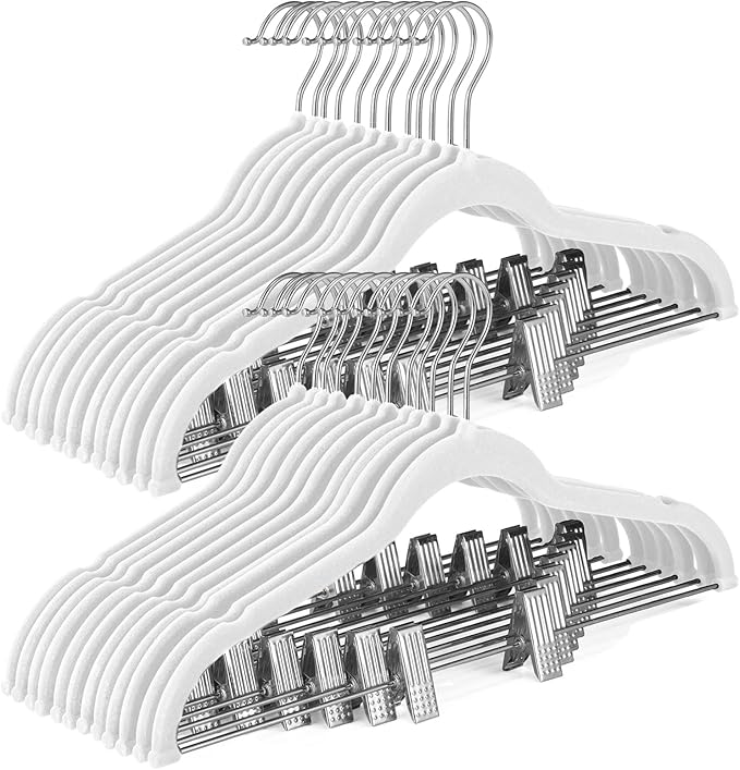 HOUSE DAY Velvet Skirt Hangers 24 Pack, Space Saving Slim Pant Hangers by HOUSEDAY