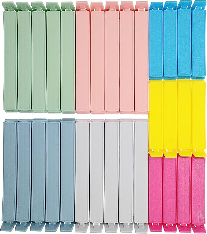 32 PCS Plastic Chip Clips for Food Packages, Curved Design Sealing Bag Clips by Yarall