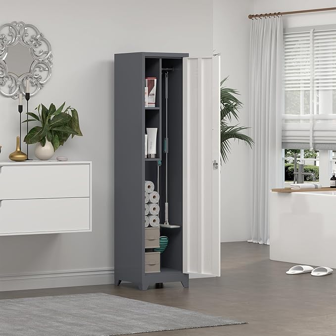Metal Broom Storage Cabinets, Narrow Cabinet - Image 5