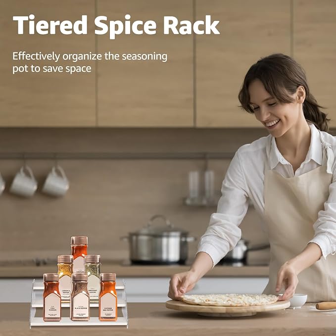 nianfeng Tiered Spice Rack, 3-Tier Spice Pantry Kitchen Cabinet Organizer - Image 5