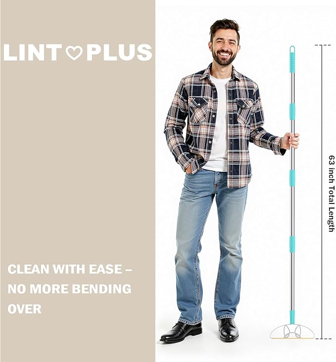 63“Ultra Long Carpet Rake by LINTPLUS-Heavy Duty Carpet Scraper & Pet Hair - Image 2