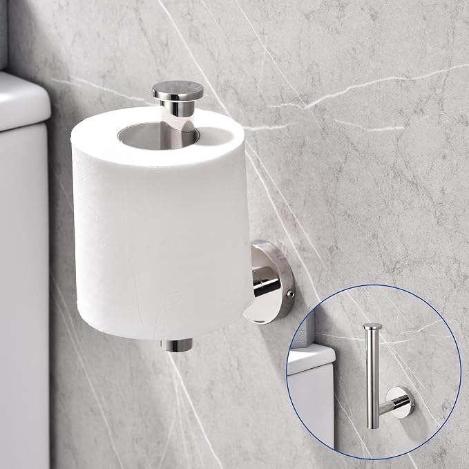 TASTOS Polished Chrome Toilet Paper Holder SUS304 Stainless Steel, Modern Round - Image 3