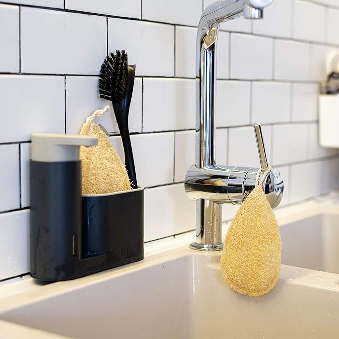 Natural Loofah Dish Sponge Pack 3 Vegetable Scrubber - Image 6